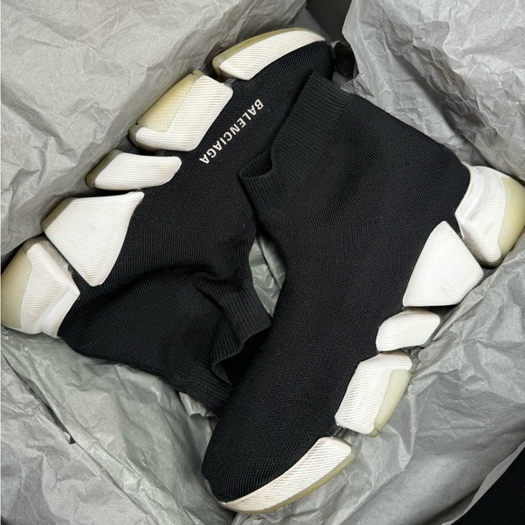 Balenciaga Speed 2.0 Black White Tansparent Sole - Picture 4 of 9